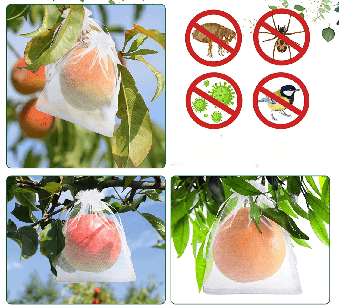 Woreczki Ochronne na Owoce i Warzywa – Zaciągane Siatki Przeciw Owadzom, Ptakom i Szkodnikom (100 szt.)