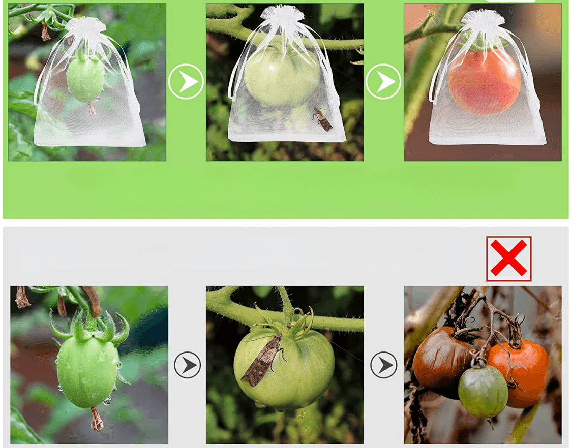 Woreczki Ochronne na Owoce i Warzywa – Zaciągane Siatki Przeciw Owadzom, Ptakom i Szkodnikom (100 szt.)
